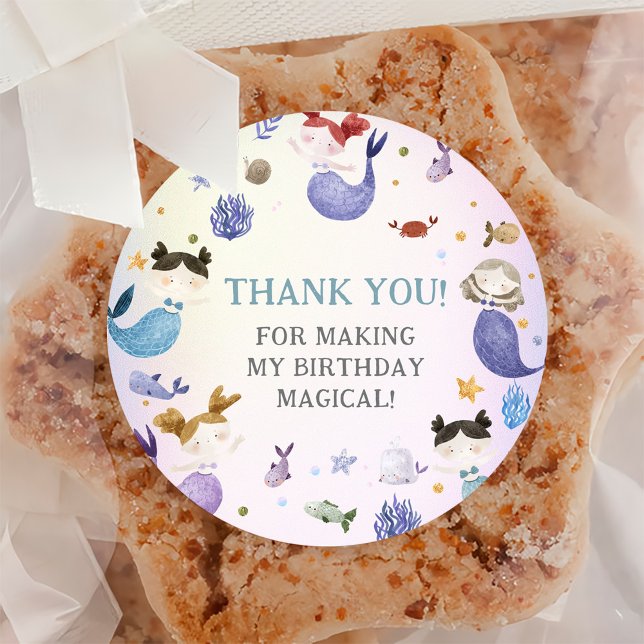 Sticker Rond Fille Sirène 1ère fête d'anniversaire (Créateur téléchargé)