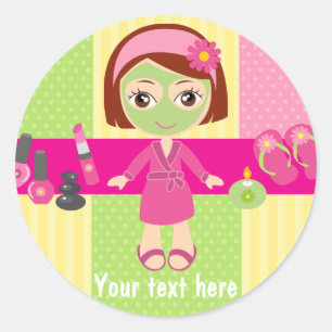 Sticker Rond Fille Spa Anniversaire Fête Fête Faveur
