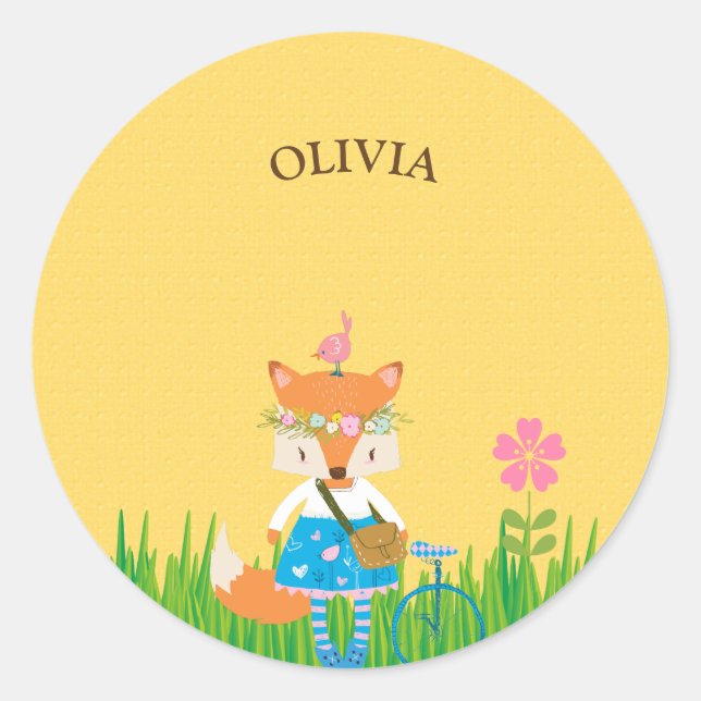 Sticker Rond Fille Spring Fox (Devant)