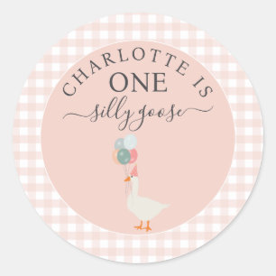 Sticker Rond Fille une oie sotte 1er anniversaire fête