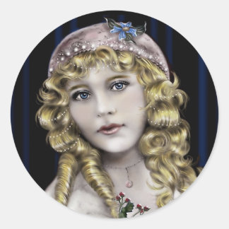Sticker Rond Fille victorienne de Blond Head