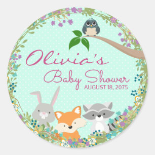 Sticker Rond Filles Baby shower de bois