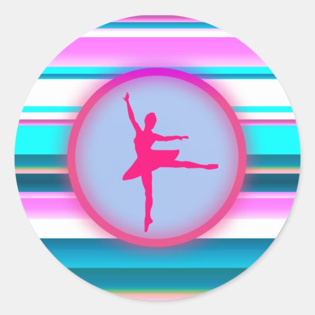 Sticker Rond Filles Ballerina Dance Stripes (Devant)