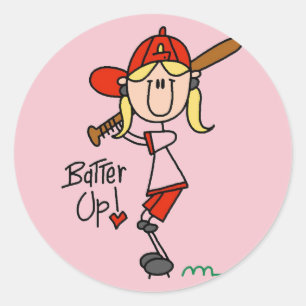 Sticker Rond Filles Baseball Batter des T-shirts et des cadeaux