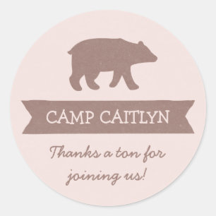 Sticker Rond Filles camping fête d'anniversaire en faveur autoc