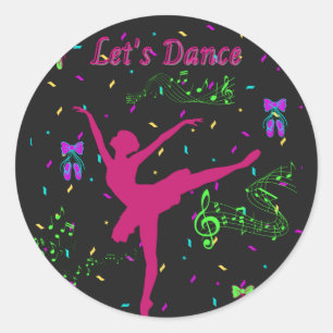 Sticker Rond Filles Danse Notes musicales