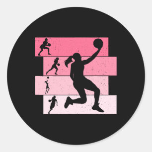 Sticker Rond Filles de basket-ball Femmes Enfants