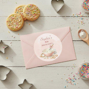 Sticker Rond Filles de fête d'anniversaire de pâtisserie Élégan