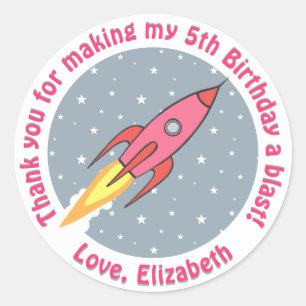 Sticker Rond Filles de l'espace extra-atmosphérique Anniversair