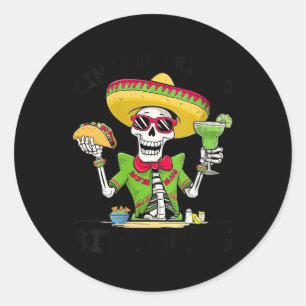 Sticker Rond Filles Drôle Cinco De Drinko Achos Fête Mexicaine