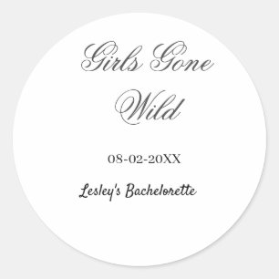 Sticker Rond Filles en folie Nom de la fête de la mariée date m