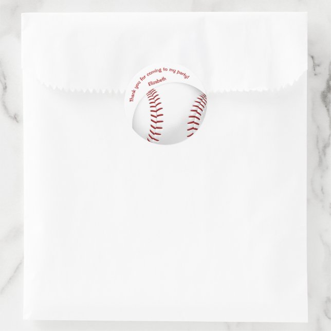 Sticker Rond filles garçons softball baseball fête merci (Sac)
