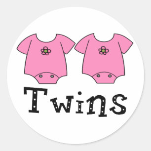 Sticker Rond Filles mignonnes de la combinaison 2 de jumeaux