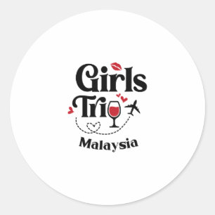 Sticker Rond Filles mignonnes voyage vin Malaisie vacances