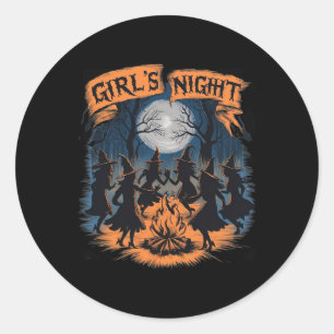 Sticker Rond Filles' Night Witch Coven Halloween Design Éffraya