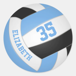 Sticker Rond filles nom jersey numéro lt bleu noir volleball