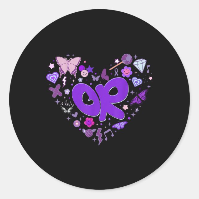 Sticker Rond Filles Olivia Prénom Personnalisé Super 80s He (Devant)