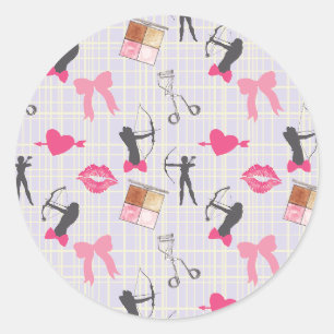 Sticker Rond Filles Tir à l'arc - Coeurs de filles et maquillag