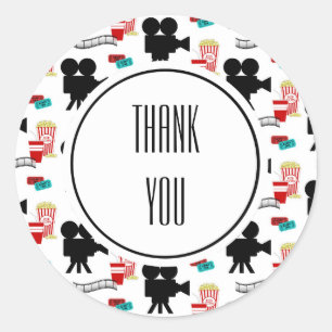 Sticker Rond Film Nuit Thème Caméra Nom personnalisé