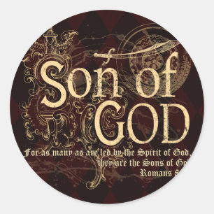 Sticker Rond Fils de Dieu, Romains 8:14 Chrétien