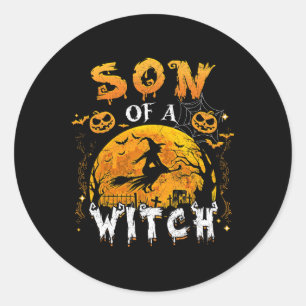 Sticker Rond Fils D'Une Famille Amusante De Sorcière Qui Corres