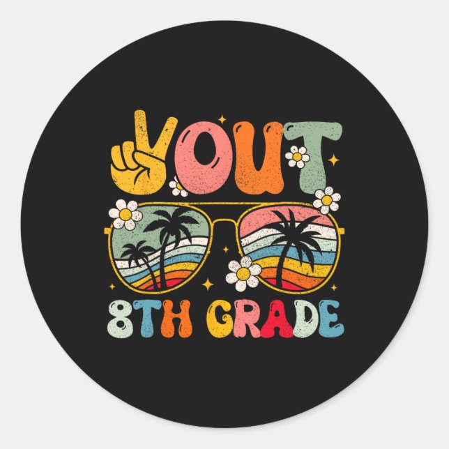 Sticker Rond Fin 8e année Super diplôme Dernier jour de l'école (Devant)