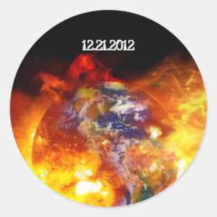 Sticker Rond Fin ardente de l'apocalypse de la terre