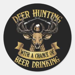 Sticker Rond Fin De Semaine Prévision Chasse De Cerfs Avec Chan