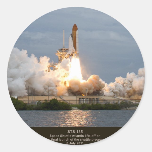 Sticker Rond Finale Space Shuttle lancement STS-135 Atlantis (Devant)