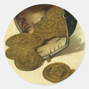 Sticker Rond Finance d'entreprise vintage, monnaie de pièce d'o