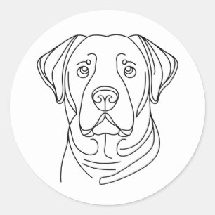 Sticker Rond Fine Line Labrador Retriever Dog