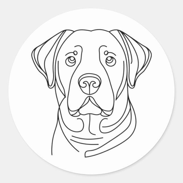 Sticker Rond Fine Line Labrador Retriever Dog (Devant)