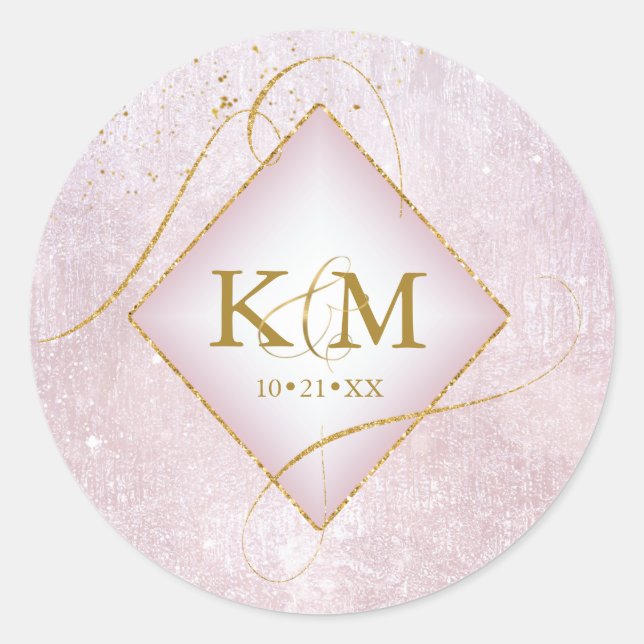 Sticker Rond Fine Lines Gold Abstrait Mariage Mauve ID867 (Devant)