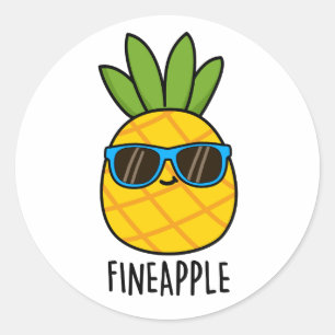 Sticker Rond Fineappy Funny Pun d'ananas