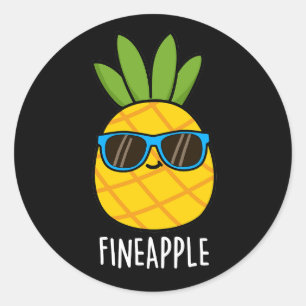 Sticker Rond Fineappy Funny Pun d'ananas Dark BG