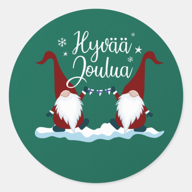 Sticker Rond Finlandais Joyeux Noël Finlande Cadeau Tee Hyvaa J (Devant)