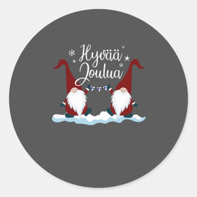 Sticker Rond Finnish Merry Christmas Finland Gift Tee Hyvaa Jou (Devant)