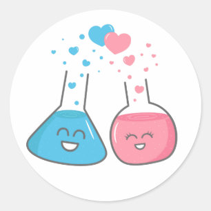 Sticker Rond Fiole mignonne amoureuse, on a la chimie