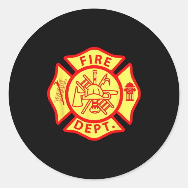 Sticker Rond Fire Department Logo Uniform Fireman Symbol Firefi (Devant)