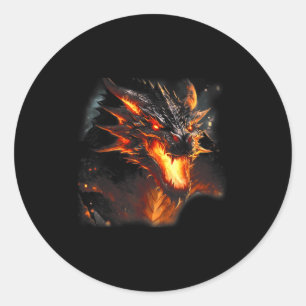 Sticker Rond Fire Dragon Head Mythique Dragon Love Respiration