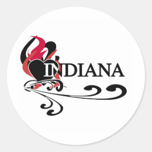 Sticker Rond Fire Heart Indiana