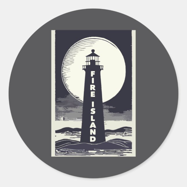 Sticker Rond Fire Island Lighthouse New York Moon  (Devant)