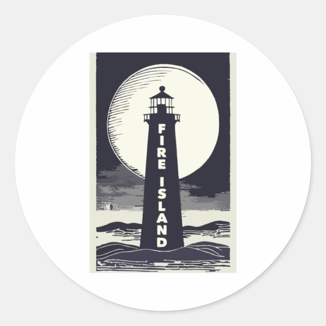Sticker Rond Fire Island Lighthouse New York Moon  (Devant)