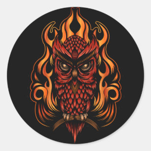 Sticker Rond Fire owl