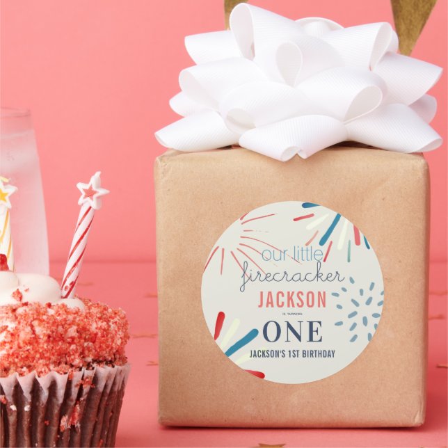 Sticker Rond Firecracker 4 juillet Fireworks Anniversaire (Fête)