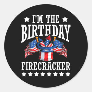Sticker Rond Firecracker à l'anniversaire 4 juillet indépendanc