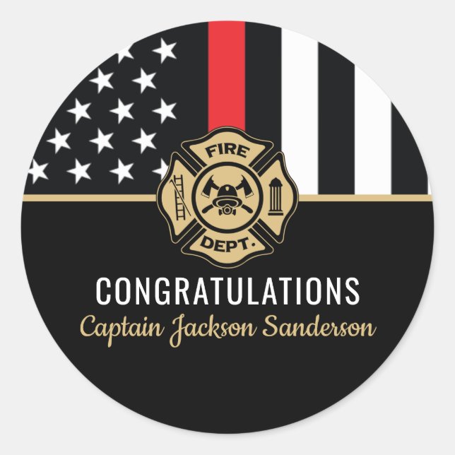 Sticker Rond Firefighter Fire Department Retirement Fireman (Devant)