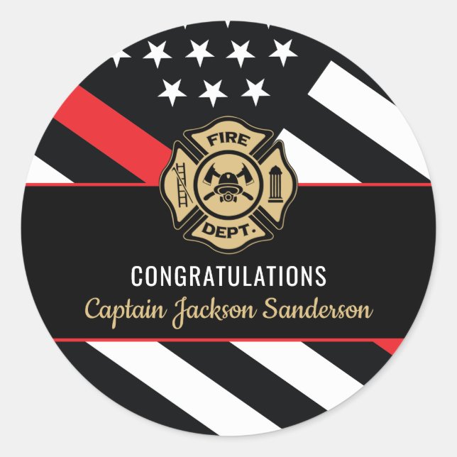 Sticker Rond Fireman Fire Department Firefighter Retirement (Devant)