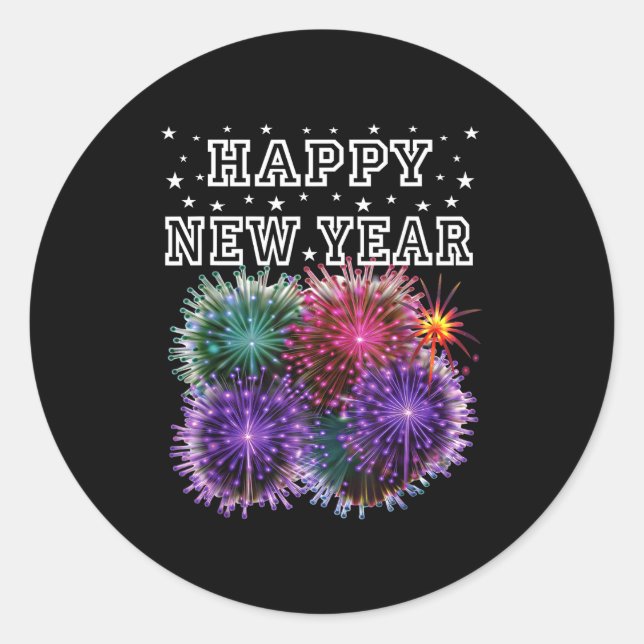 Sticker Rond Fireworks New Year's Eve Party  (Devant)