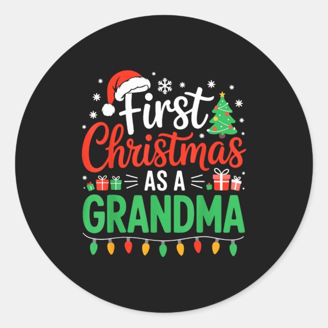 Sticker Rond First Christmas As A Grandma Matching New Nana Gra (Devant)